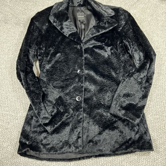 Anonymous John Carlisle Jacket Womens Large Black Fake Fur Look Real Genuin - Picture 1 of 11